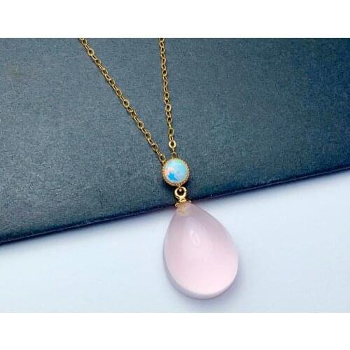 SHILOVEM 18k yellow gold real natural ROSE QUARTZ pendants classic wholesale Fine women gift none necklace 12*16mm mymz1216999fj