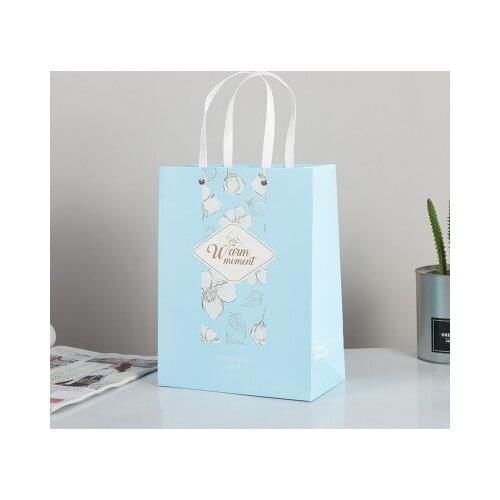 Blue red paper bag with handles, Festival gift bags for wedding baby birthday party, shipping packing 100pcs/lot