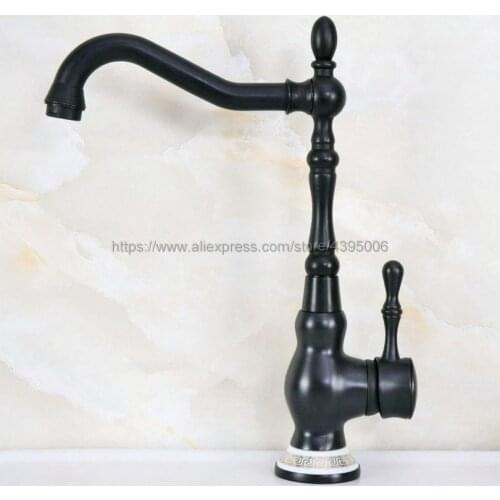Basin Faucet Black Color Brass Porcelain Base Bathroom Sink Swivel Mixer Tap Hot and Cold Water faucets Bnf662