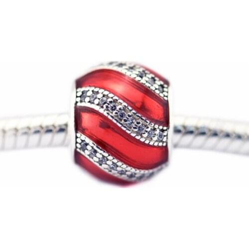 Adornment Translucent Red Enamel Charm Woman DIY Beads For Jewelry Making Sterling Silver Jewelry Fits For Beaded Bracelets