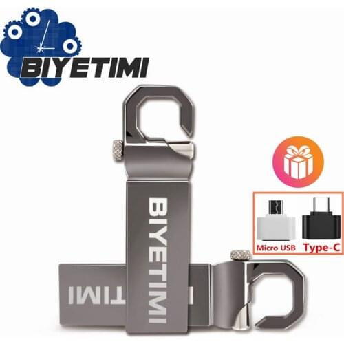 Biyetimi 32GB USB Flash Drive 64GB 16GB Pen Drive memoria usb stick 8GB 4GB Pendrive Stainless Steel USB 2.0 Flash Drive
