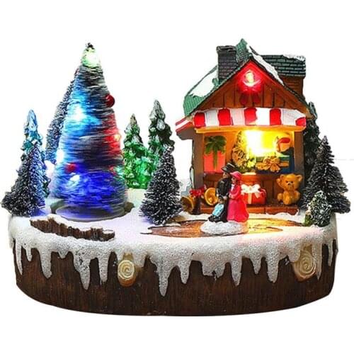 Rotating Luminous Music Glowing Snow Scene Cabin Home Furnishings Christmas Decor Christmas Present Without Battery Superior
