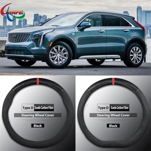 Four Seasons Universal Non-Slip Carbon Fiber Suede Steering Wheel Cover For Cadillac XT4 Car Interior Accessories