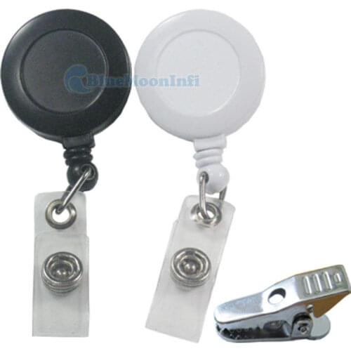 20 50 Pcs / Lot 32mm Reels Retractable Badge Holder Alligator Clip ID YOYO Black White 2 Colors Choice