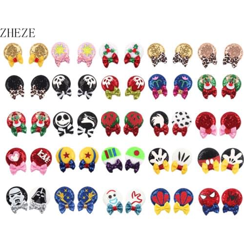 Trendy 2.8" Sequins Mouse Ears Hair Clip Handmade Craft Halloween DIY Accessories For Girl Ponytail Princess Festival Headwear