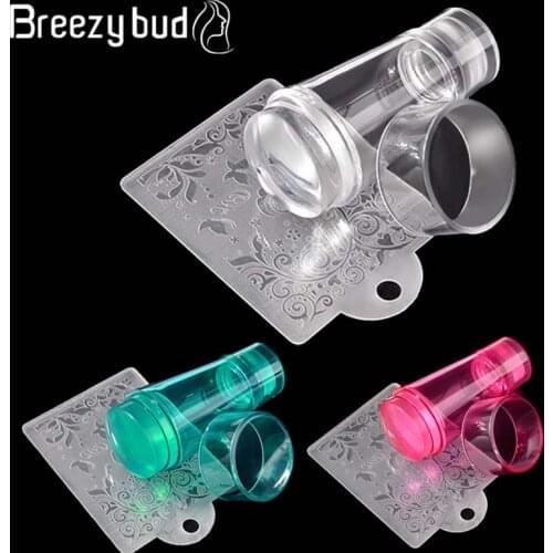 Mirror Nail Stamper Clear Silicone Double Head Nail Stamping Template With Scraper Sets Gel Polish Transfer Template Kits