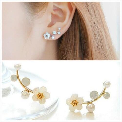 1 Pair Womens Earrings Shell Flower Pearl Earrings Simple Branch Geometric Earrings Womens Jewelry Refined Earrings Hot