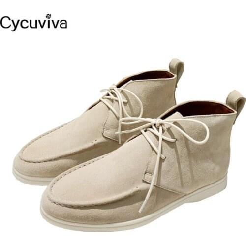 New High Top Suede Flat Shoes Women Lace Up Loafers Nude Black Mules Casual Shoes For Women Round Toe Ladies Walk Shoes