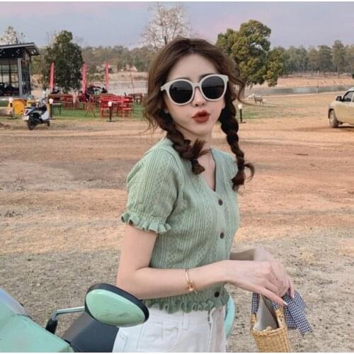 Woman Sweaters Pullover Summer 2021V Collar Hollow Sweater Womens Short Sleeve Hollow out Cardigan Top Femme Chandails