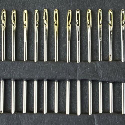 12PCS/Bag Tail Gold/Silver Stainless Steel Hand Sewing Needles Paper Box Package Home DIY Sewing Combination#137