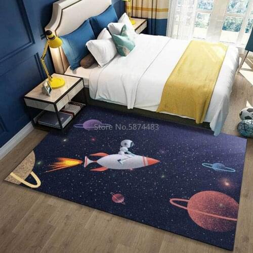 200*300cm Modern Cartoon Cute Robot Rocket Space Childrens Room Kitchen Living Room Bedroom Bedside Carpet Floor Mats