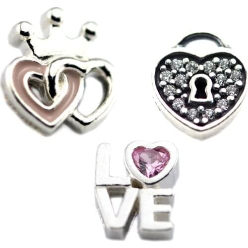 3pcs Parts for Floating Locket Pendant and Necklace 100% 925 Sterling Silver Fine Jewelry Free Shipping