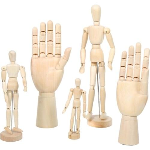 4.5/5.5/8/12/16 inch cartoon wooden puppet toy humanoid art sketch model painting art supplies 1 piece