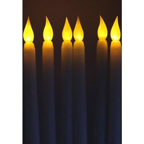6pcs 11" Led battery operated flickering flameless Ivory taper candle lamps candlestick Xmas wedding table Church decor 28cm(H)
