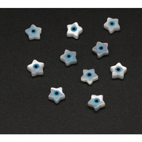 10pcs Natural Shell Blue Evil Eye Mother of Pearl Beads Star Charms for Jewelry Making DIY Crafts Necklace Bracelet Accessories