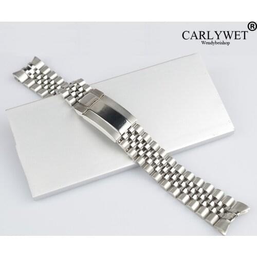 CARLYWET 20mm 316L Steel Replacement Wrist Watch Band Strap Bracelet Jubilee With Oyster Clasp For Rolex GMT Master II
