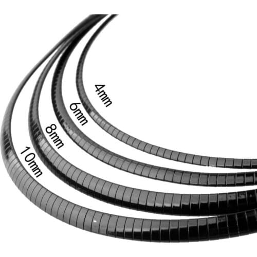 3/4/6/8mm High Quality New Gift 316L Stainless Steel Black Flat Snake Chain Mens Necklace Link 18inch Fashion Jewelry Hotsale