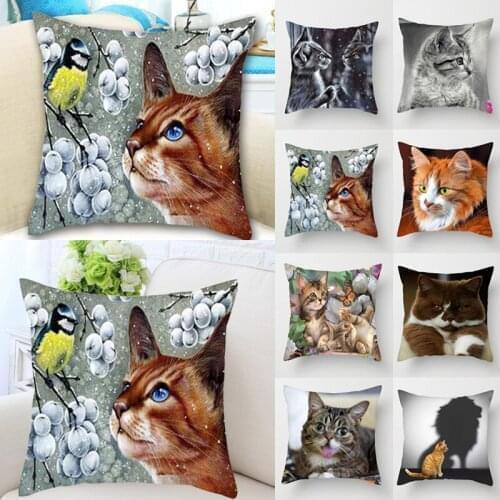 Cute Cat Printing Cushion Cover Animal Series Cushion Covers For Sofa Throw Pillow Car Chair Decorative Pillow Case Home Deco