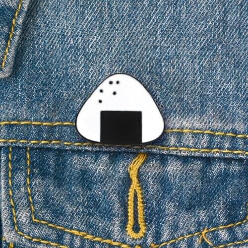 Cute Cartoon white Rice Ball Sushi Enamel Brooch Japanese Food Sushi Enamel Pin jewelry Accessories Badge Children Gifts