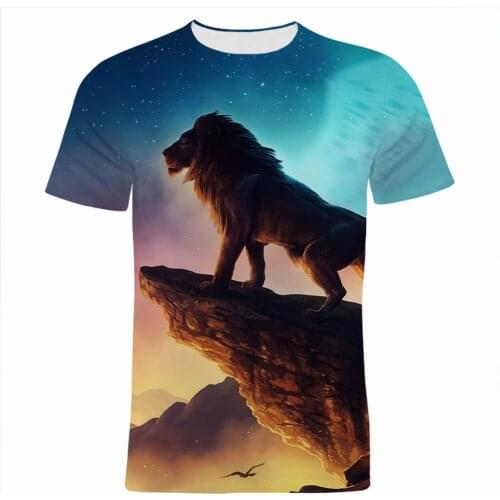 Disney The Lion King 3D Print Mens T Shirt Summer Short Sleeve Oversized Women Tee Shirts Fashion Streetwear Children Tops