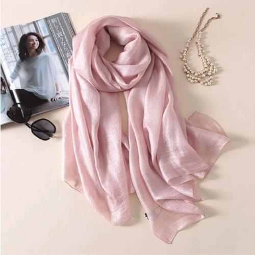 Linen Silk Women Solid Scarf For Spring Air Conditioning Towel Muslim Hijab 2020 Fashion Lady Shawl Beautiful Beach Towel