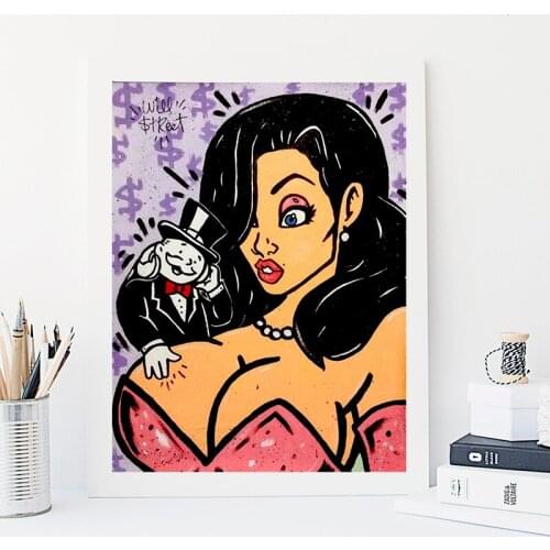 Monopolyingly Sexy Pink Girl Canvas Prints Picture Modular Paintings For Living Room Poster On The Wall Home Decorationation