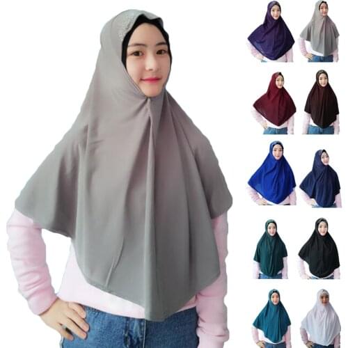 Muslim Hijab Rhinestone Scarf Turban Shawls Women Head Full Cover Wrap Hats Islamic Headscarf Amira Prayer Hat Niquabs Neck Cap