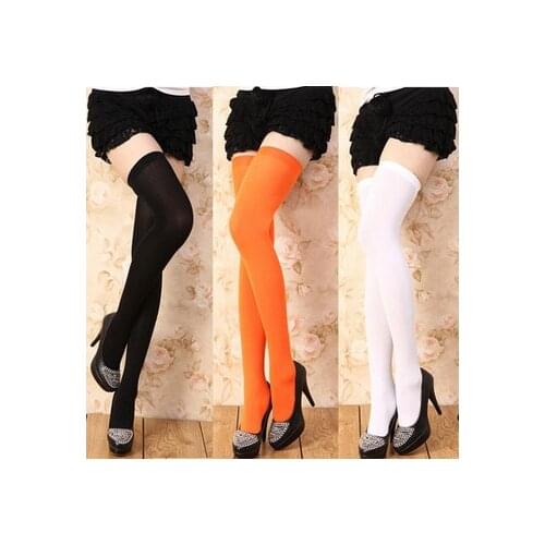 Leg socks velvet black and white womens Velvet anti slip anti curling student knee socks high tube socks stockings