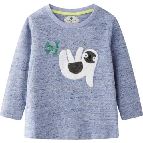 Spring And Autumn Sloth New Childrens T-shirts For Boys And Girls Long-sleeved Cotton European And American Blouse Cartoon Gir