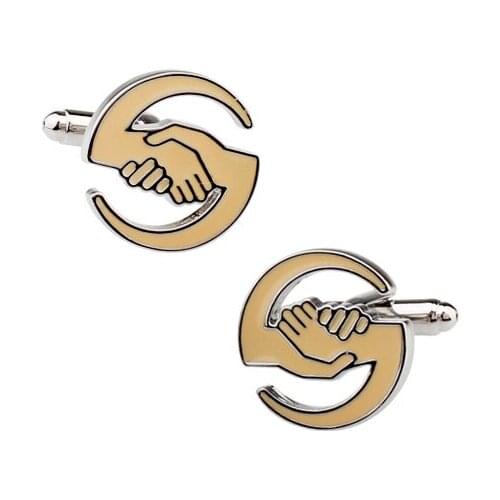 New Arrival Handshake Cuff Links Brown Color Business Design Quality Brass Material Mens Cufflinks Free Shipping