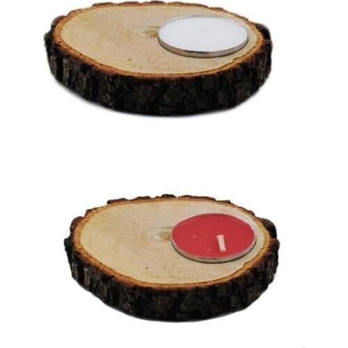 Natural Wood Log Tealight Candle Holder Big size Side Model candles and scents свечи и ароматы velas y aromas