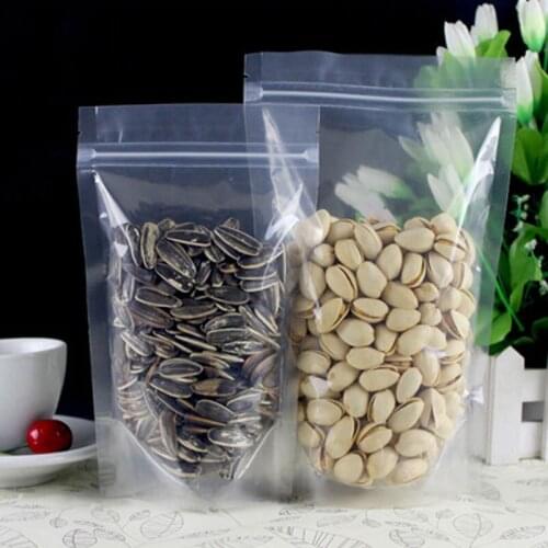 50pcs Clear Plastic bags Zip Lock Packing Bag Stand Up Pouch Resealable Zipper Food Coffee candy Storage Packaging Bag