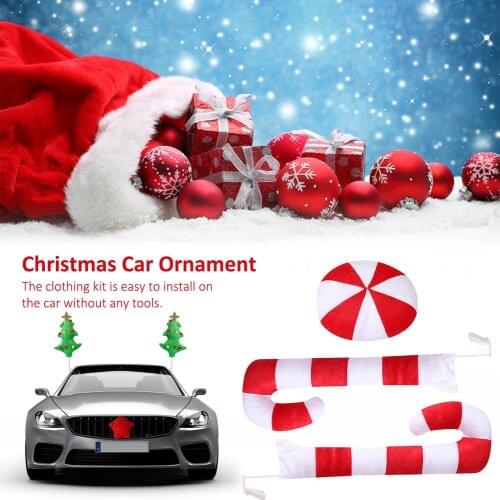Christmas Car Ornament Tree Candy Cane Christmas Plush Antlers Elk Big Horn Ornament High-quality Soft Ornament Car Styling