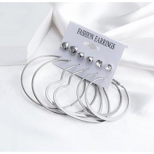 50mm 70mm Exaggerate Big Smooth Silver colour Circle Stainles Steel Hoop Earrings Simple Round Earring For Women Brincos Jewelry