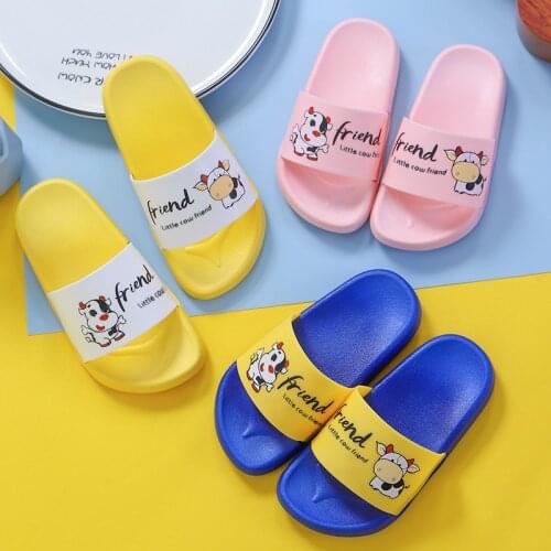 Slippers Kids Animal Prints Cow Pvc Flip Flops Toddler Slides Soft Comfortable Beach Bathroom House Slippers Cute Boys Sandals