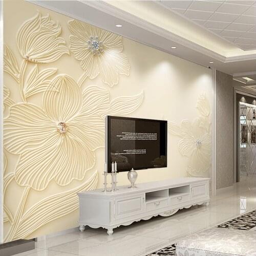 Modern Diamond Flower Jewelry Background Wall Cloth Wallpaper Living Room TV Sofa 3D Relief Wallcloth Home Decor Wall Coverings