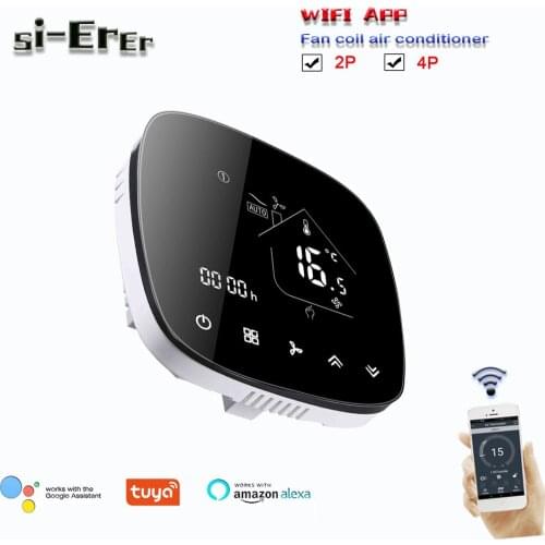 Tuya 2P 4P central air conditioning controller, 5+2 programming,for cool/heat, voice control works with Amazon Echo/Google Home