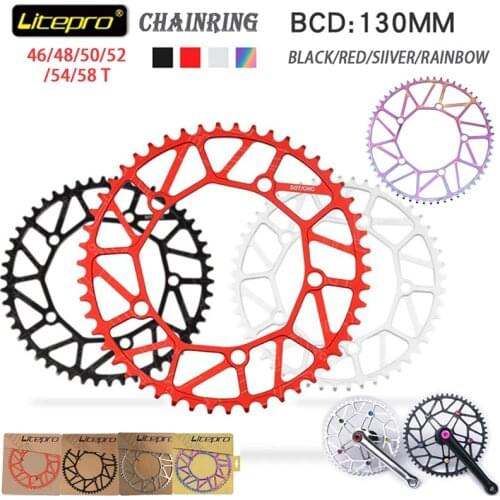 Litepro Folding Bike Chain Wheel Ultralight Alloy CNC 130BCD 46/48/50/52/54/56 / 58T Color BMX Chainring 9/10/11 Speed Chainring