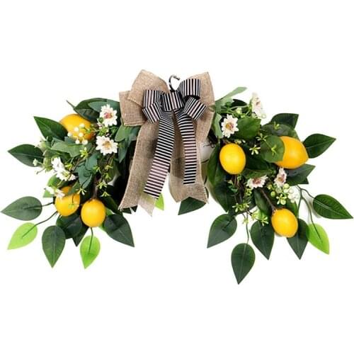 Greenery Swag Spring Floral Swag With Lemon Fruits And Green Leaves For Front Door Window Wall Arch Wedding Decoration