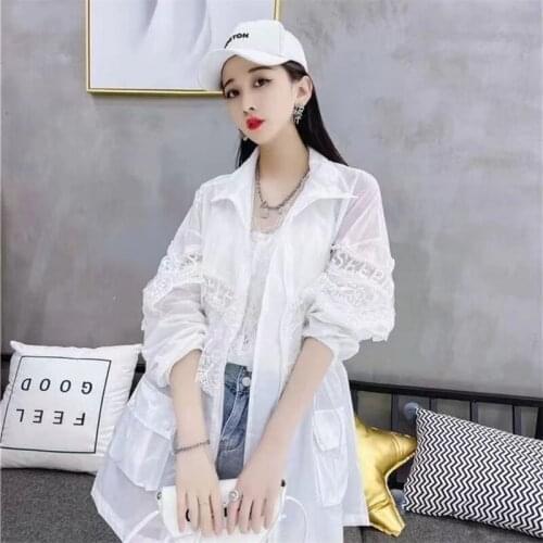 Mid-Length Sun Protection Clothing Women 2021 New Korean Style Foreign Style Hooded Casual Loose Wild Summer Jacket Tide Beading