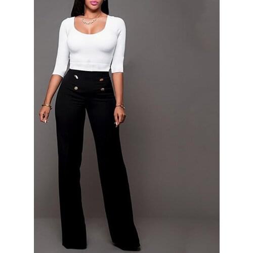 Women Casual Harem Pants Long High Waist Elastic Trousers Fashion Solid Color Pants Black White Wine Red