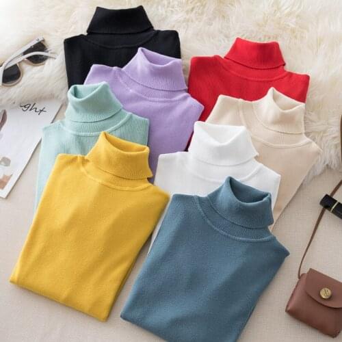 Women Turtleneck Sweaters Autumn Winter Korean Slim Pullover Female Basic Tops Casual Soft Knit Sweater Soft Warm Jumpers Pull