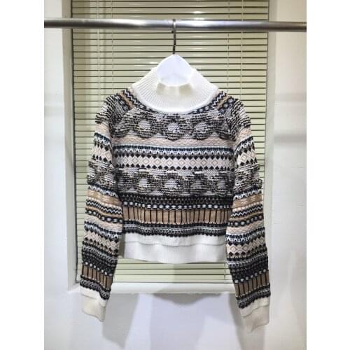 New ladies fashion 2021 long sleeve sexy casual thick stitch jacquard half high neck sweater 1210
