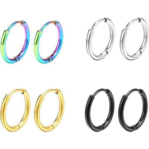 1 Pair Women/Man Stainless Steel Small Hoops Earring Piercing Ear Cartilage Tragus Simple Thin Circle Anti-allergic Ear Buckle