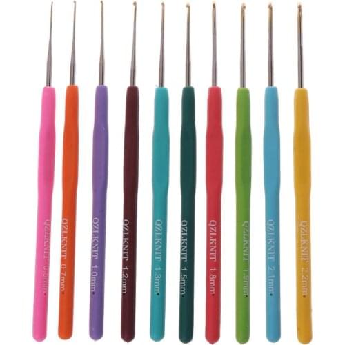 10Pcs/Set Bearded Needle Crochet Hooks Set Ergonomic Soft-Grip Handle Sewing Knitting Knitwear DIY Tools