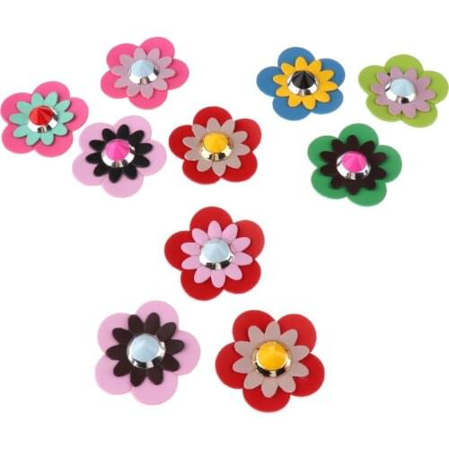 10pcs Colorful Leather Rivet Flowers Applique Patches for Shoes Bag Decoration