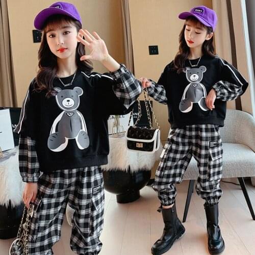 Girls Suits Sweatshirts + Pants 2pcs Kids Cotton 2021 Spring Autumn High Quality Formal Sport Teenagers Children Sets Outfits