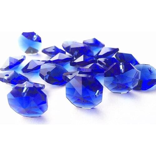 2000pcs/lot 14mm Blue Beautiful Crysta Chandelier Parts Octagon Beads In 1 Hole For Lamp Light Part Beads Curtains Free Shipping