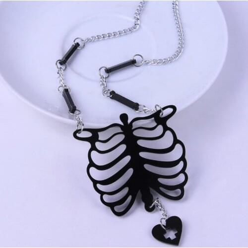 2021 new fashion punk rock acrylic The human body skeleton bone pendant necklace for men women jewelry skull necklace
