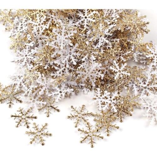 300PCS Plastic Christmas Button Snowflake Scrapbooking Natal Decor Christmas Decorations for Home Artificial Snow & Snowflakes